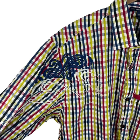 BF502 Mens Francois Girbaud Designer Urban Plaid Button Down Shirt XXXL - Picture 3 of 6